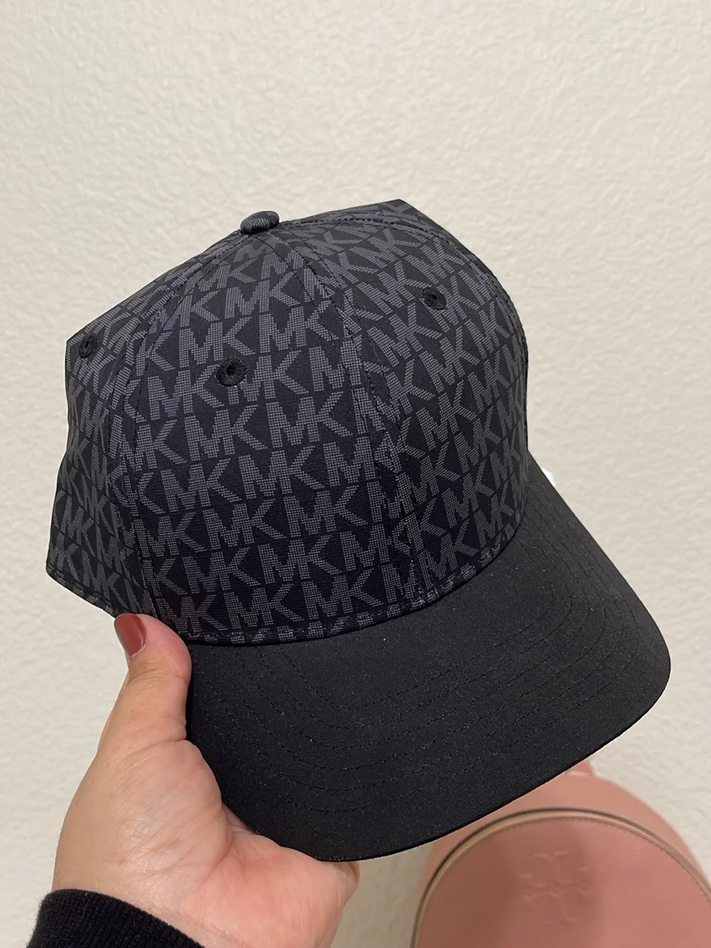 Michael Kors Black MK Logo Pattern Baseball Cap